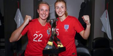 Beth Mead of England and Leah Williamson of England
Japan v England, 2019 SheBelieves Cup, Raymond James Stadium, Tampa, USA - 05 Mar 2019
Photo: Lynne Cameron for The FA