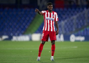 GETAFE, SPAIN - JULY 16: Thomas Partey of Club Atletico de Madrid looks on during the La Liga match between Getafe CF and Club Atletico de Madrid at Coliseum Alfonso Perez on July 16, 2020 in Getafe, Spain. (Photo by Mateo Villalba/Quality Sport Images/Getty Images)