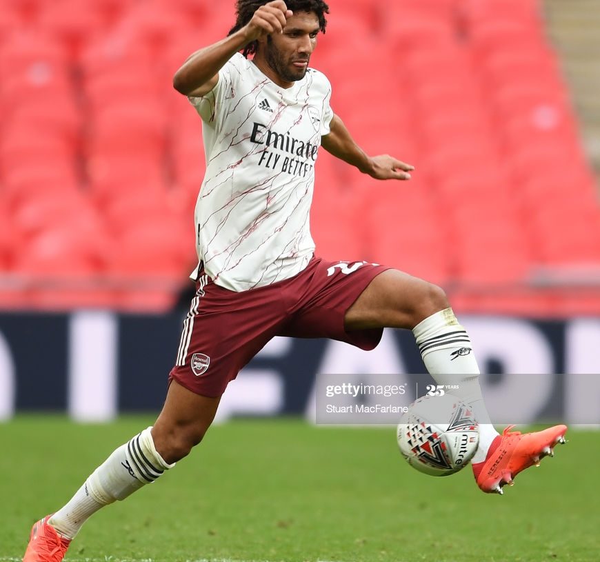 LONDON, ENGLAND - AUGUST 29: Mo Elneny of Arsenal during the FA Community Shield match between Arsenal and Liverpool at Wembley Stadium on August 29, 2020 in London, England. (Photo by Stuart MacFarlane/Arsenal FC via Getty Images)
