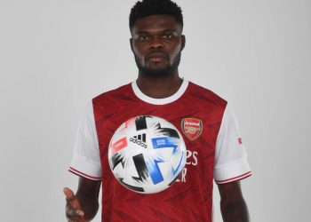 ST ALBANS, ENGLAND - OCTOBER 13: Arsenal Unveil New Signing Thomas Partey at London Colney on October 13, 2020 in St Albans, England. (Photo by Stuart MacFarlane/Arsenal FC via Getty Images)